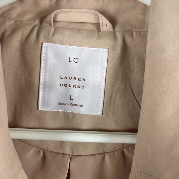 LC Lauren Conrad Double Breasted Short Trench Jacket Peach/blush Large - Picture 2 of 7